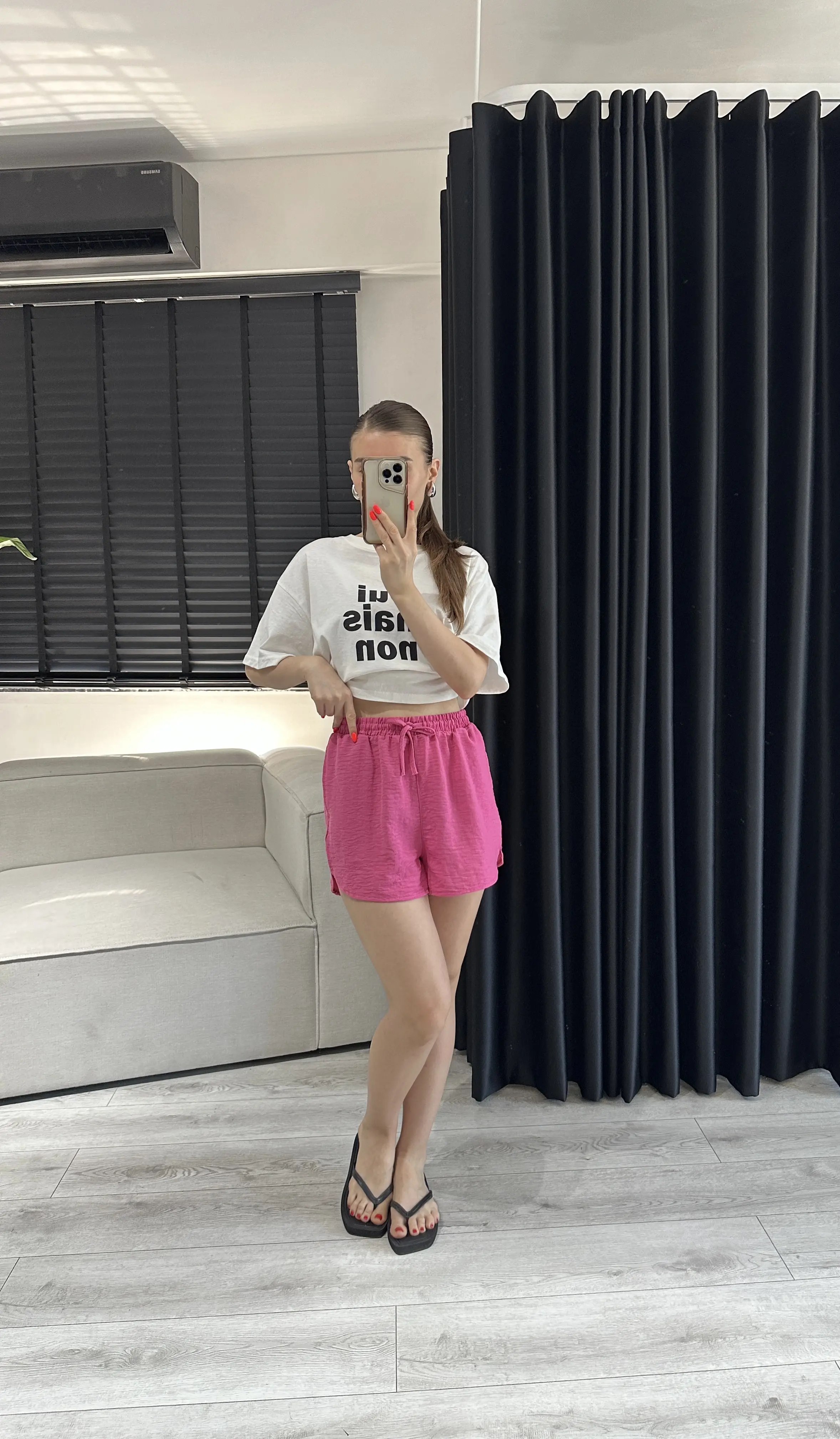 BAĞCIKLI PEMBE MİNİ ŞORT