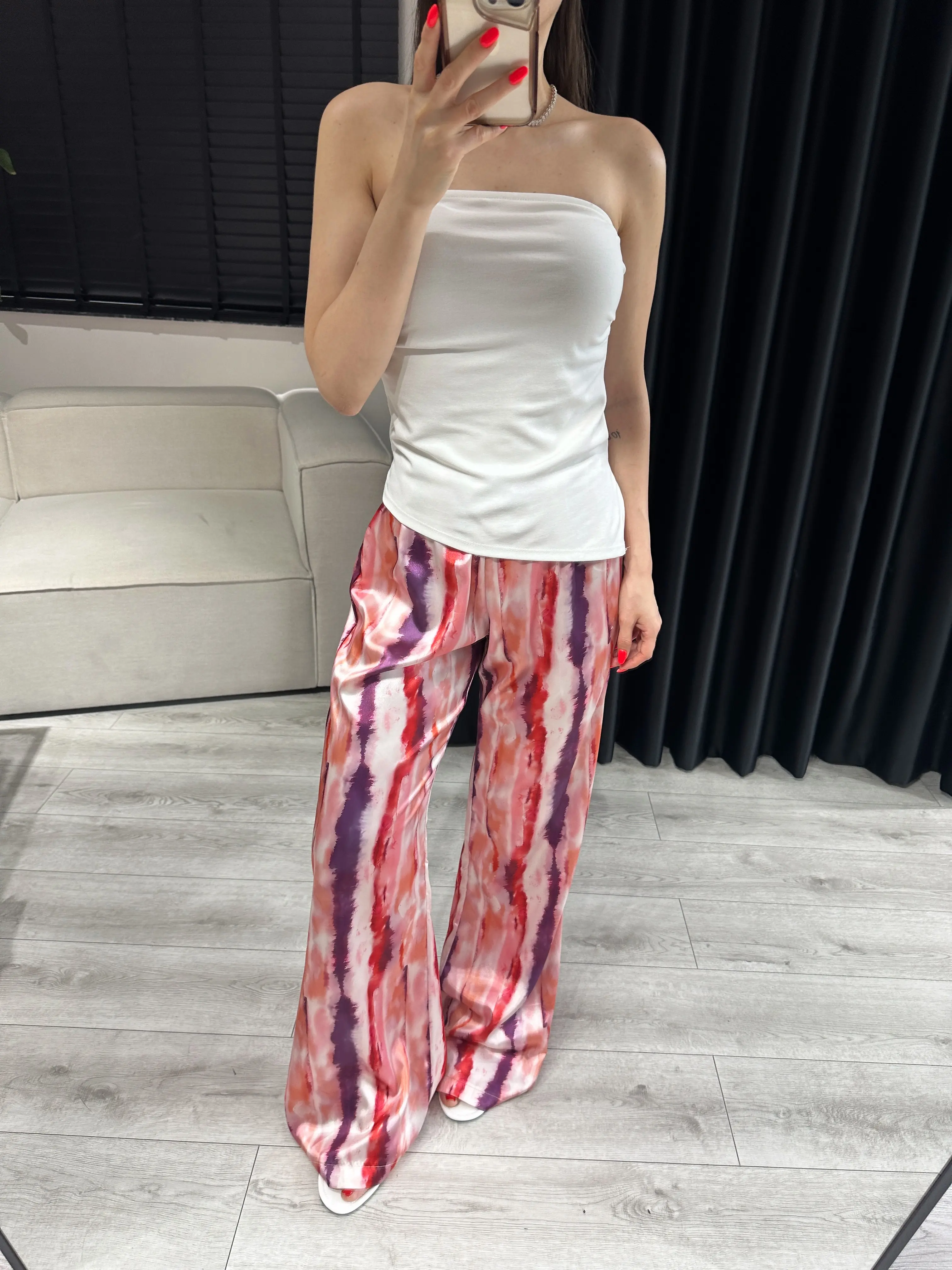RENKLİ SATEN PANTOLON 