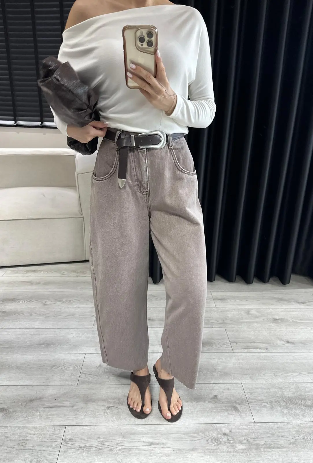 Yıkamalı Kahve Balon Jean