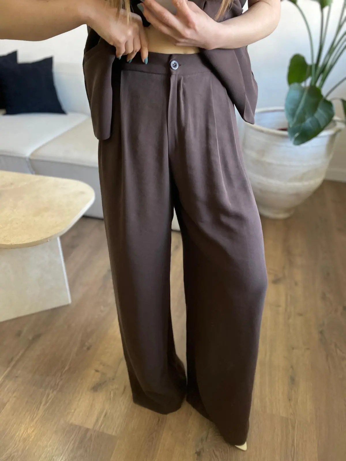 TASARIM YELEKLİ TENCEL KAHVE TAKIM