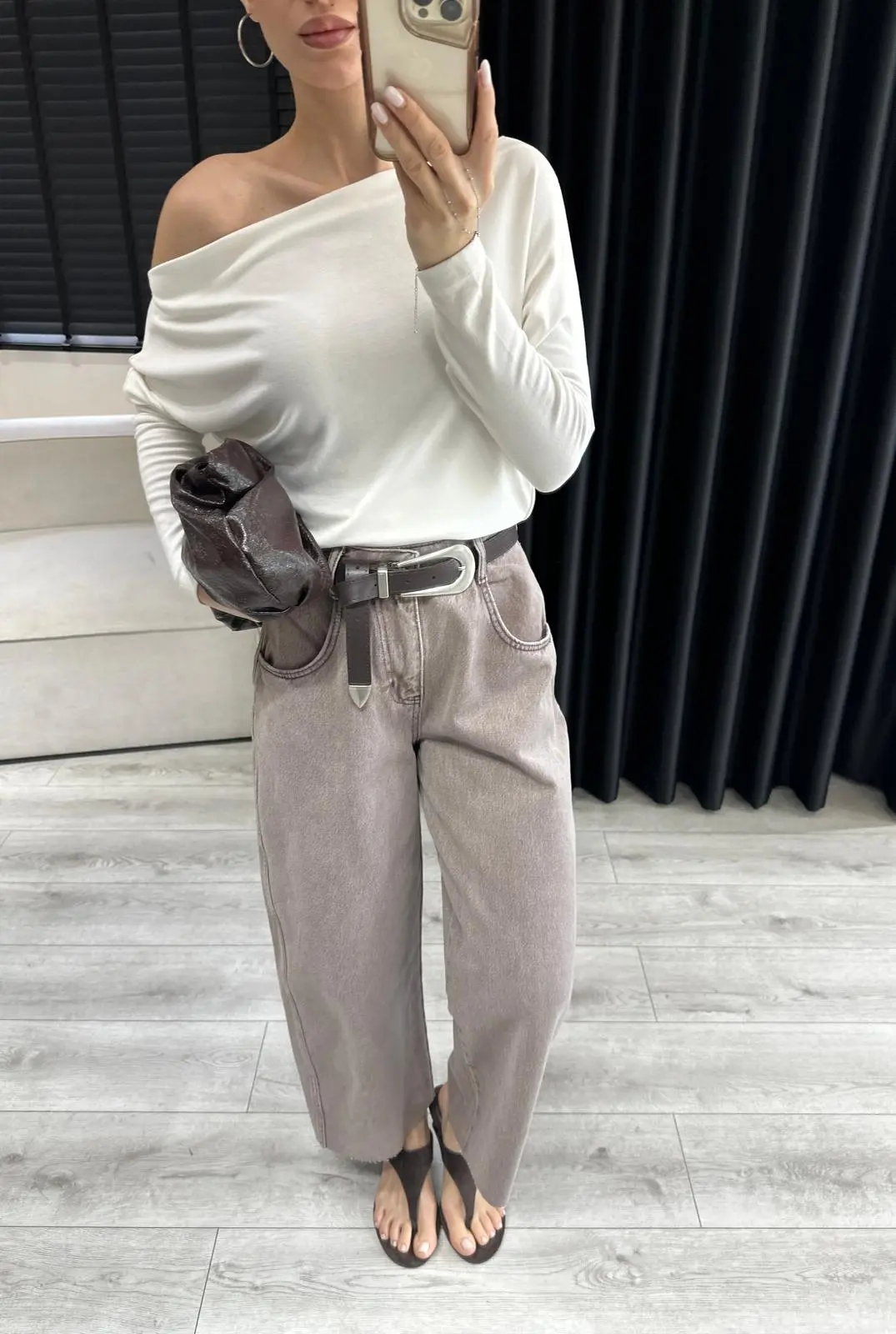 Yıkamalı Kahve Balon Jean
