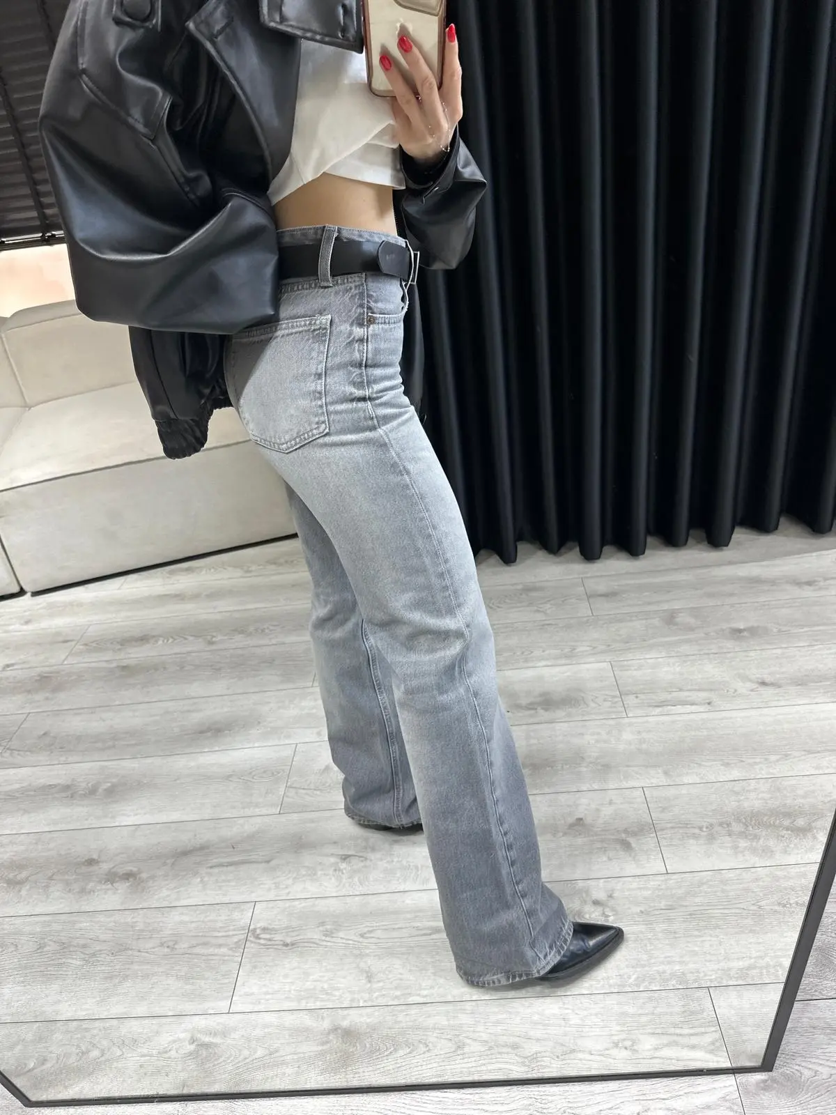 Orta Bel Gri Wide Leg Jean