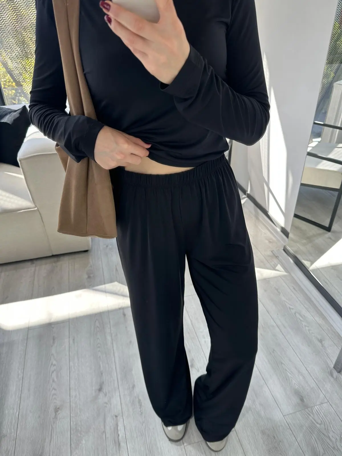 Siyah Sandy Pantolon Takım