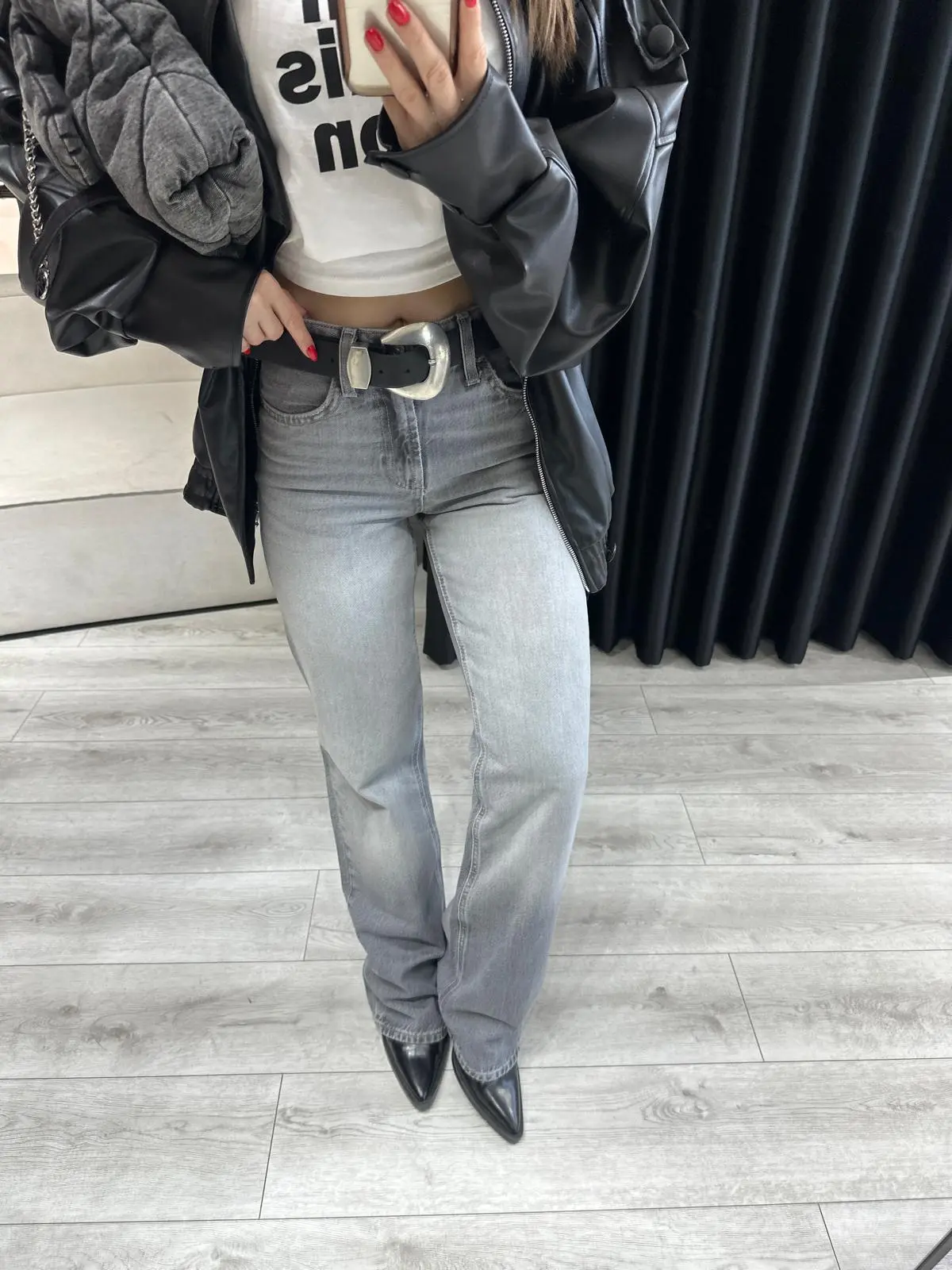 Orta Bel Gri Wide Leg Jean