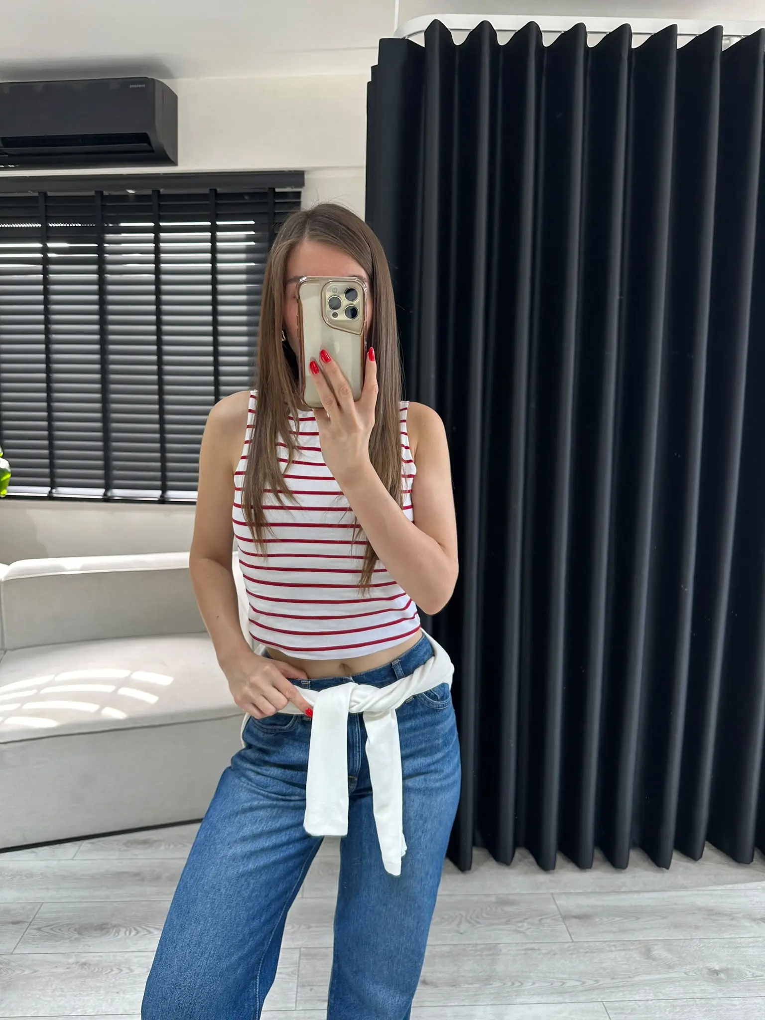 Kırmızı Çizgili Basic Top
