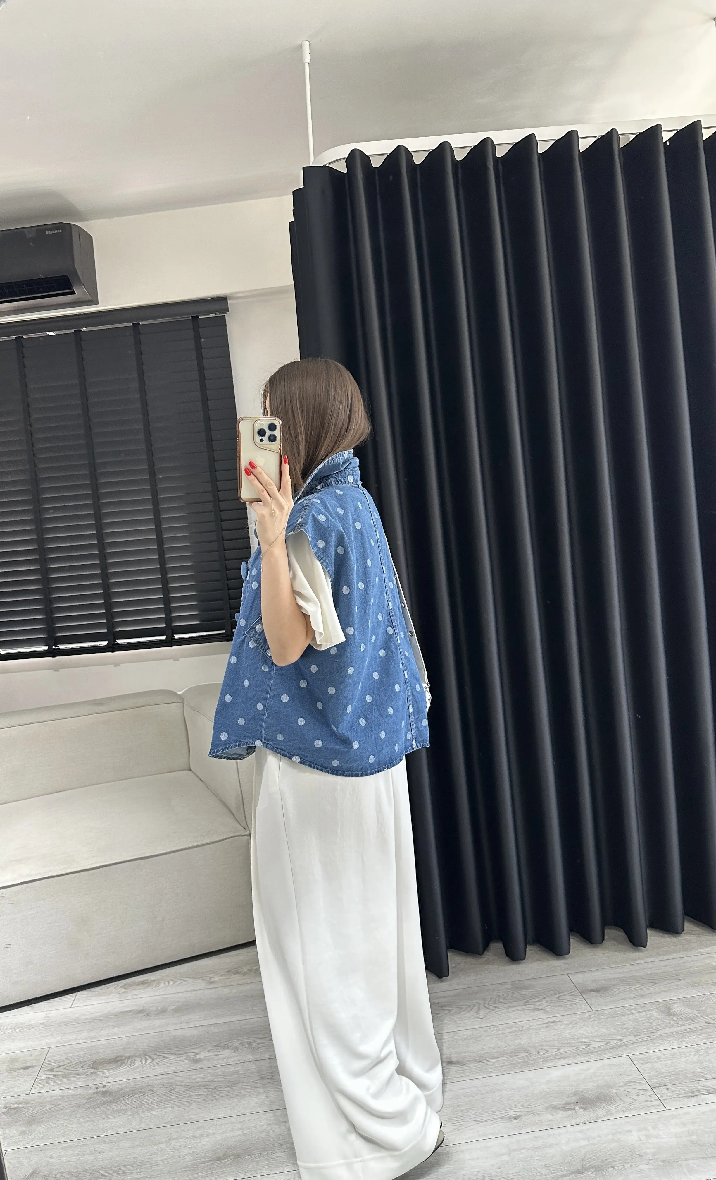 Puantiye Denim Yelek