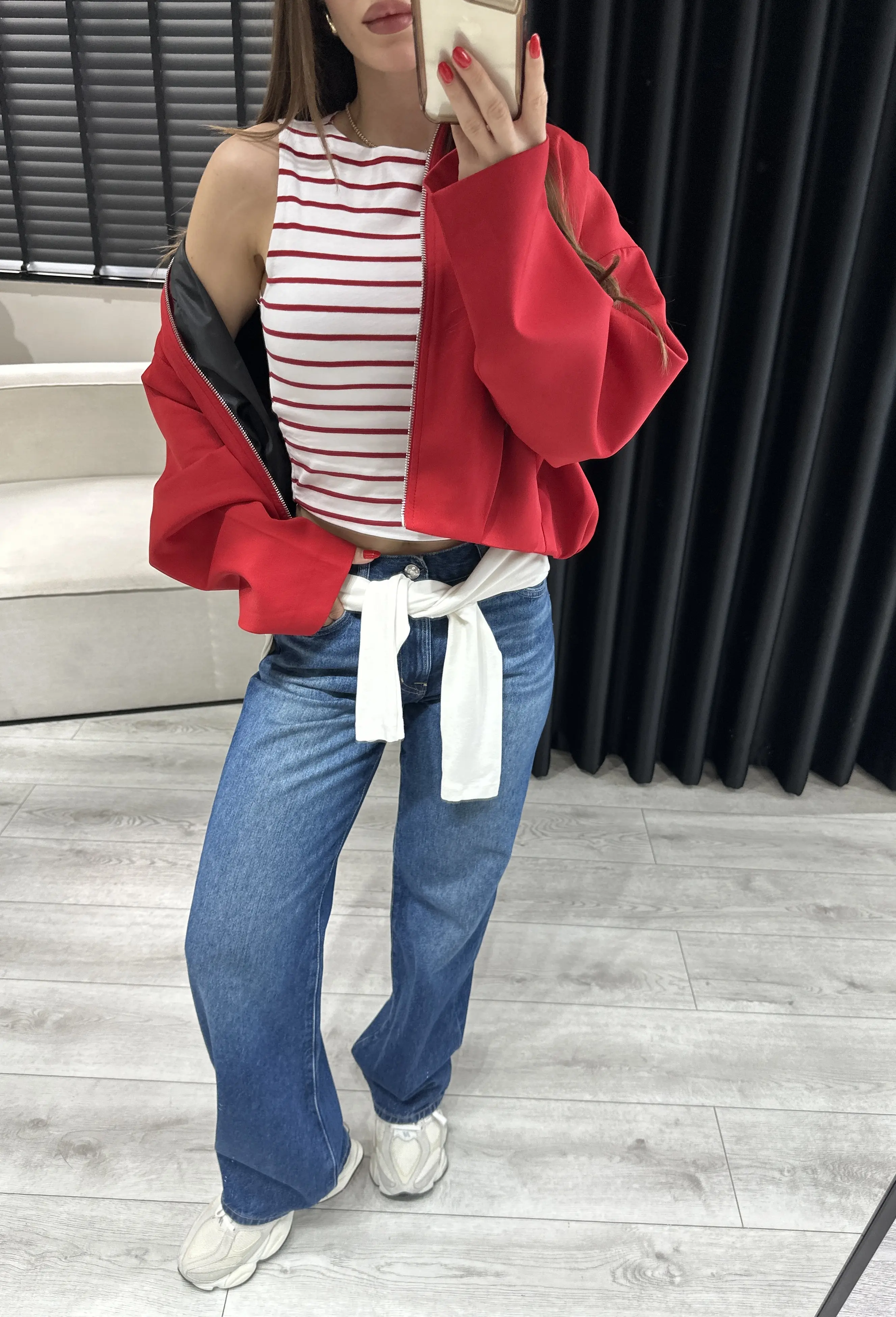 Kırmızı Çizgili Basic Top