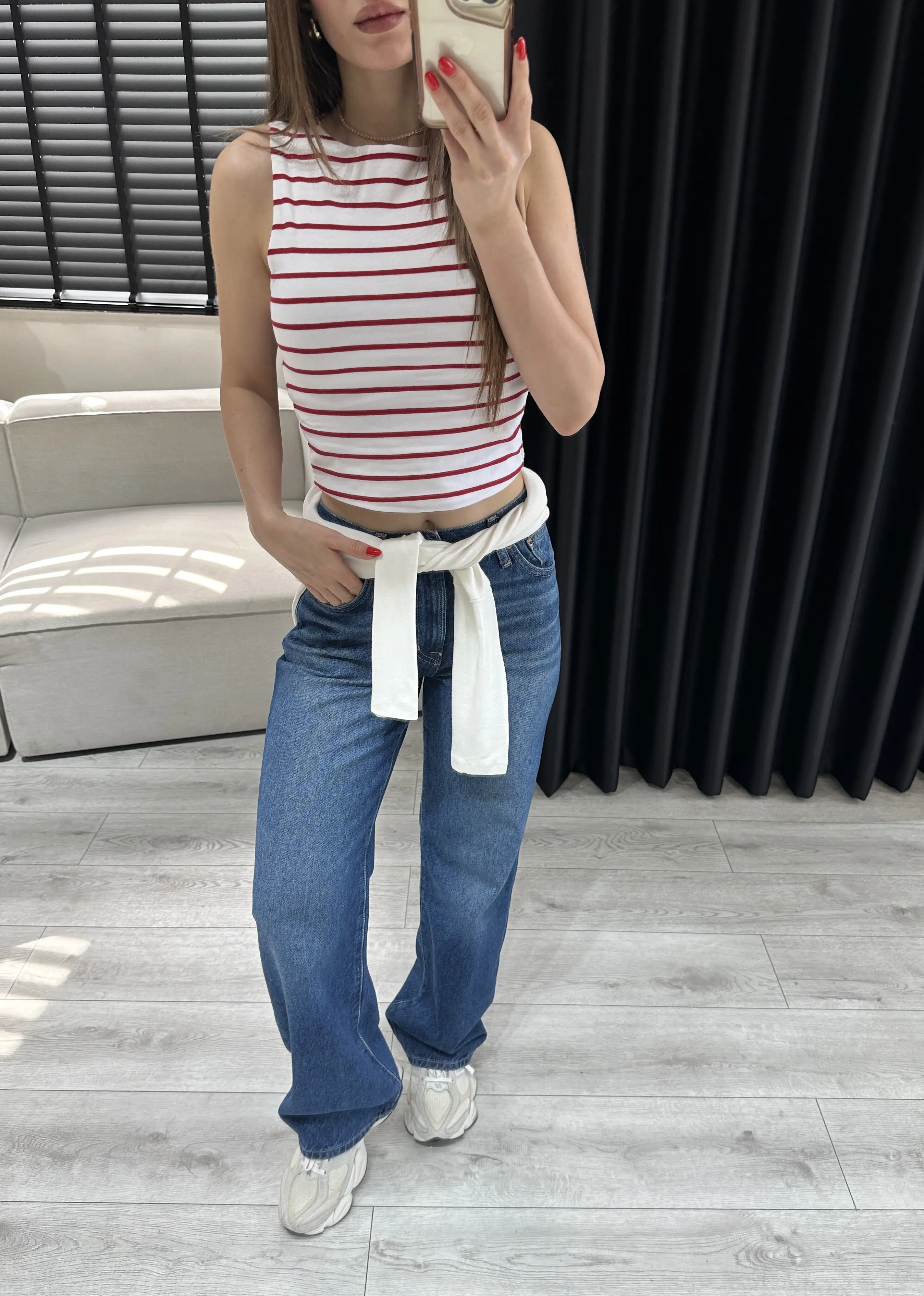 Kırmızı Çizgili Basic Top