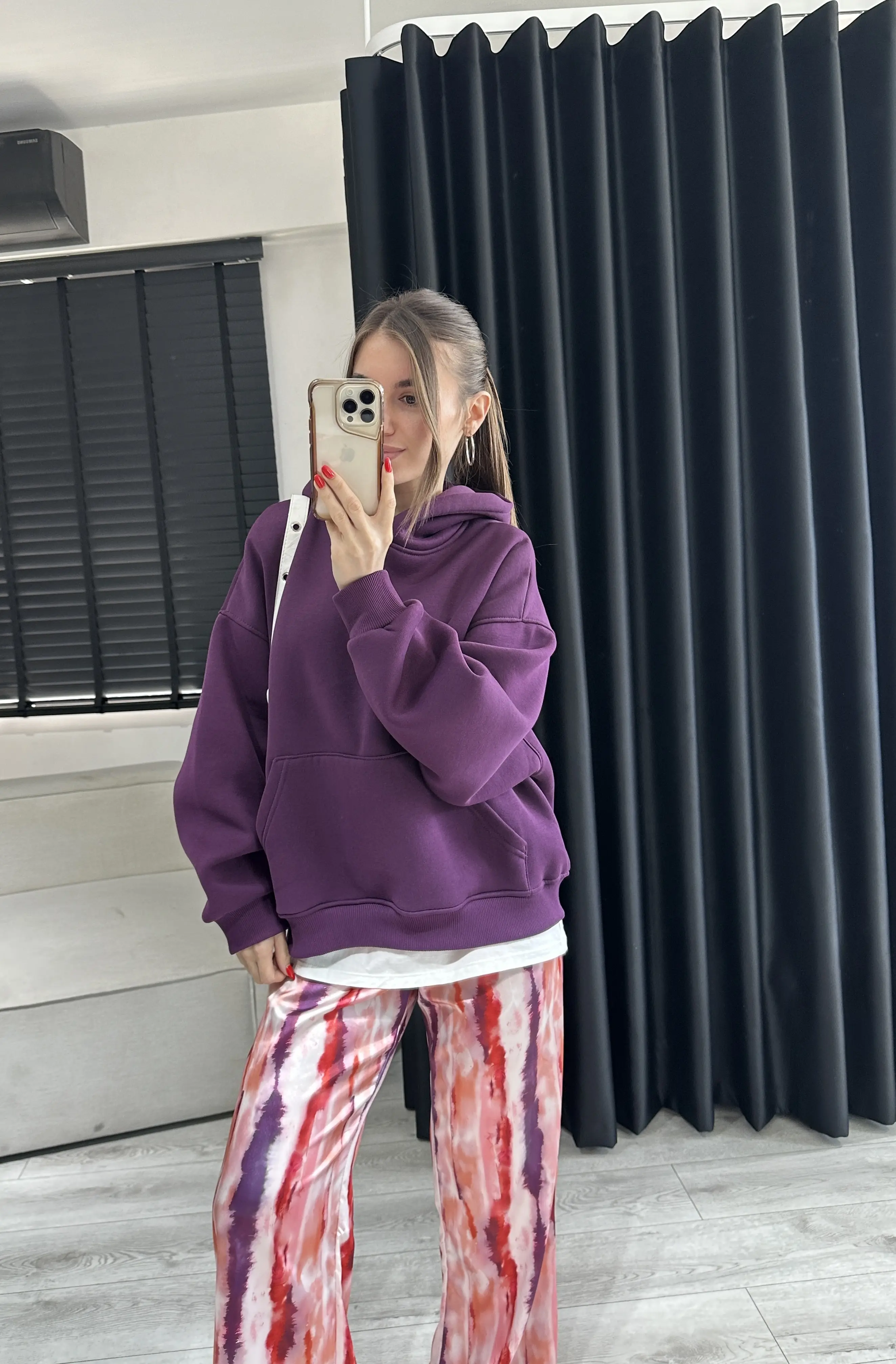 Cep Detay Mor Şardonlu Sweatshirt 