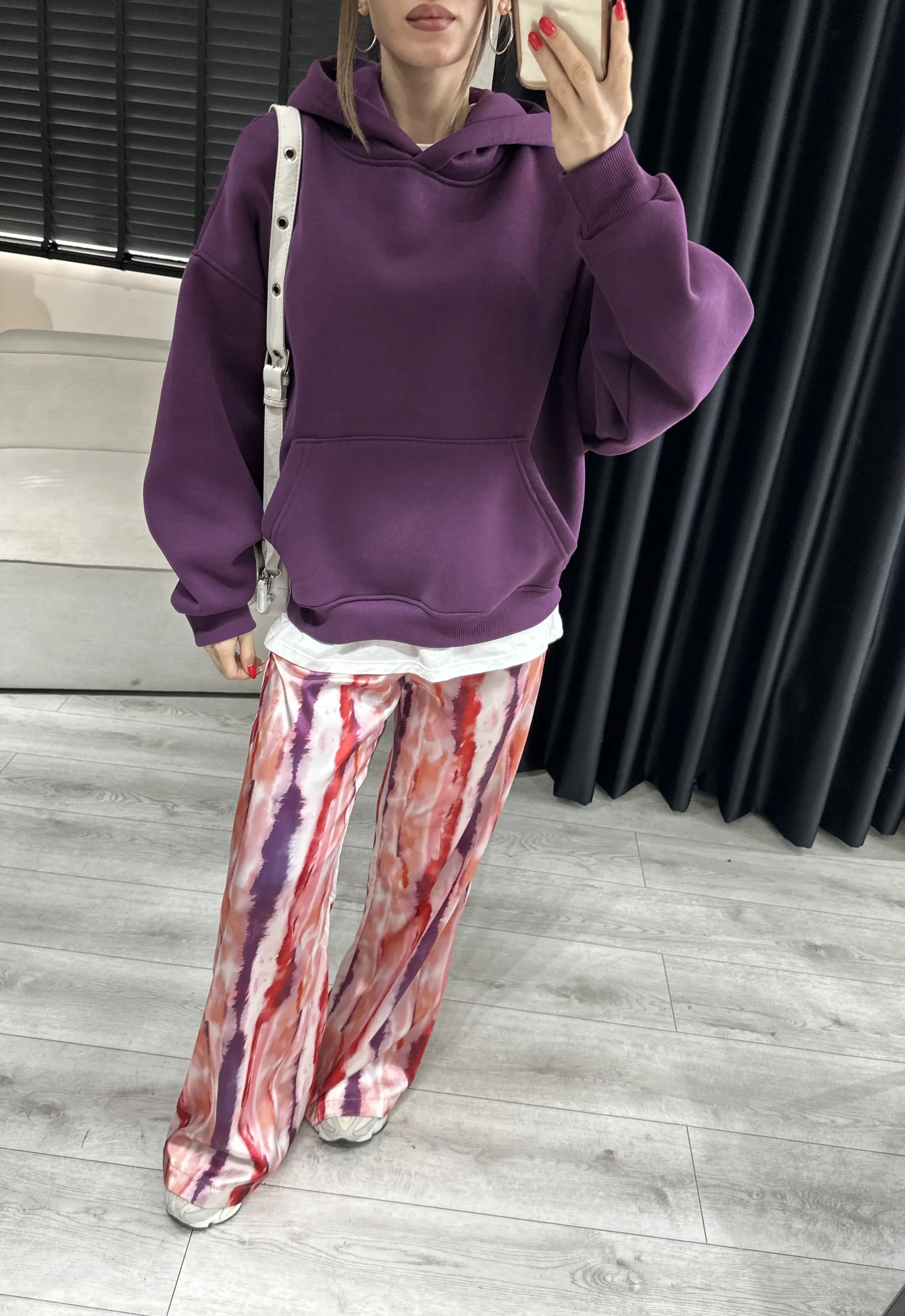 Cep Detay Mor Şardonlu Sweatshirt 