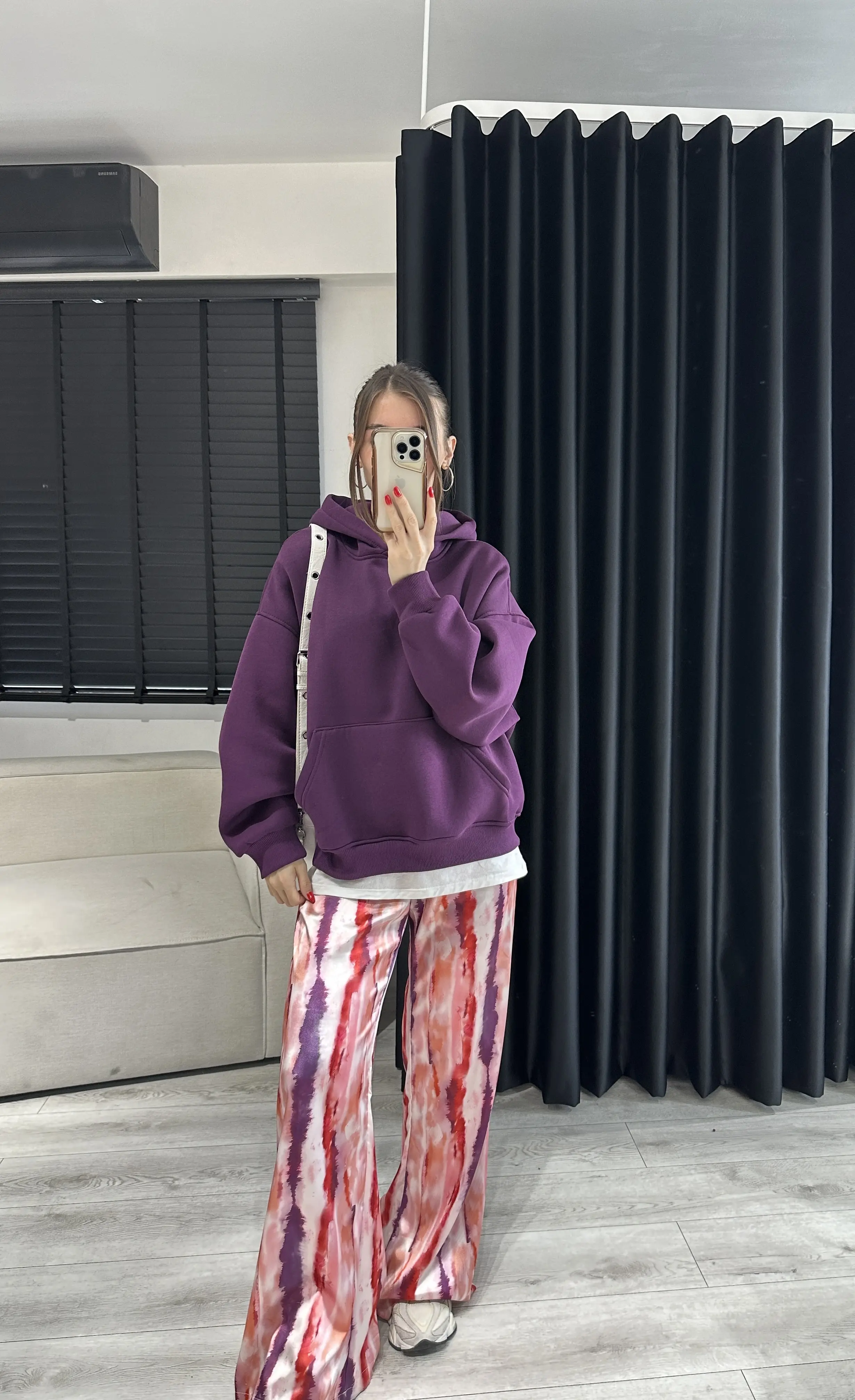 Cep Detay Mor Şardonlu Sweatshirt 