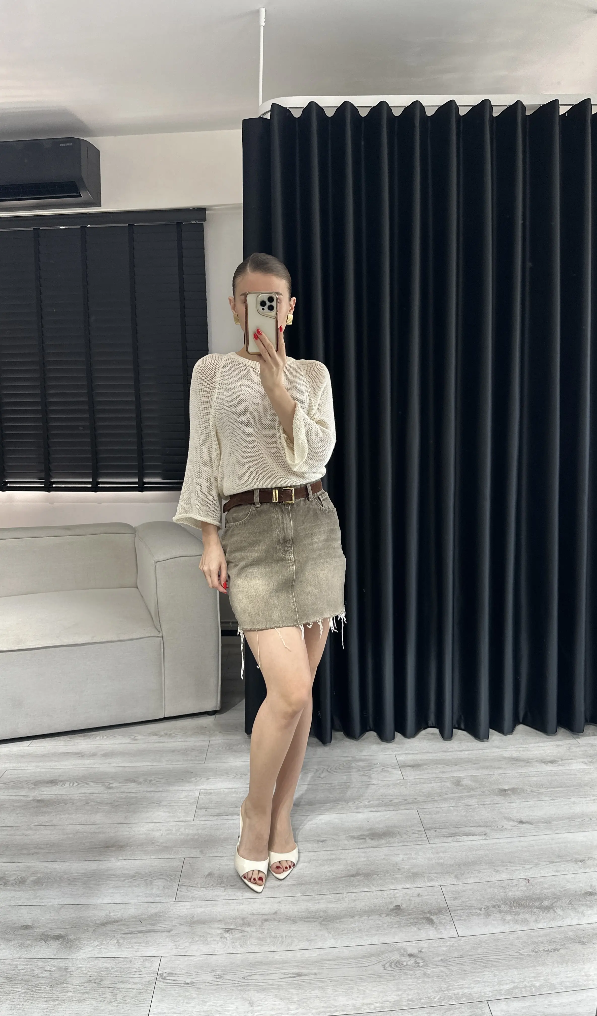 ÇAN KOL EKRU DELİKLİ TRİKO